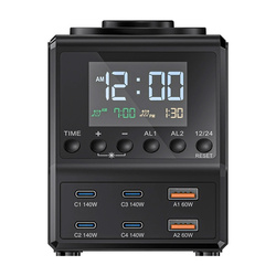 Wecker mit Ladegerät Blitzwolf BW-FW10 2xUSB-A, 4xUSB-C, 240W