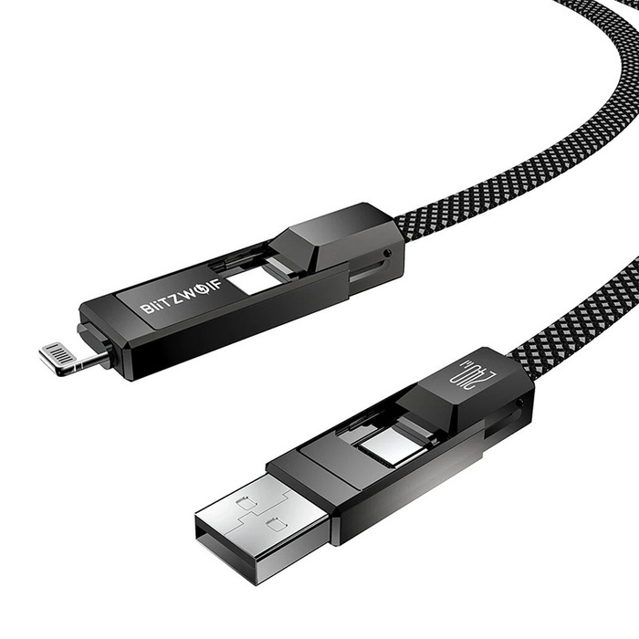 Cable USB 4-in-1 Blitzwolf BW-HDC7 USB+C+Lightning 240W 1.2m (black)
