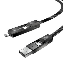 Cable USB 4-in-1 Blitzwolf BW-HDC7 USB+C+Lightning 240W 1.2m (black)