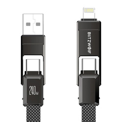 Cable USB 4-in-1 Blitzwolf BW-HDC7 USB+C+Lightning 240W 1.2m (black)